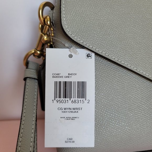 COACH Wyn Crossgrain Leather Clutch Wristlet- Dove Grey⭐ - Picture 16 of 16